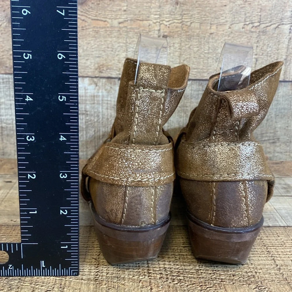 Zara Trafaluc Ankle Boots Womens‎ Size 36 US 5.5 Brown Gold Pointed Western Pull - Picture 8 of 14